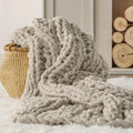 Essential Bedsure 100% Hand Knit Chenille Chunky Throw Blanket For Couch