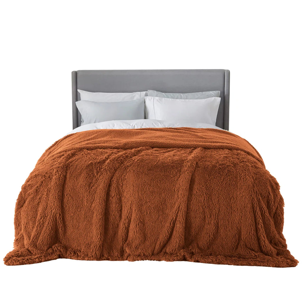 Bedsure Faux Fur Sherpa Twin/TwinXL Blanket – Ultra Soft Plush Bed Blanket for Dorm Room – Burnt Orange – Perfect Gift for Teen Girls