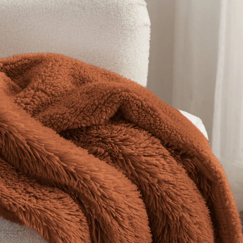 Bedsure Faux Fur Sherpa Twin/TwinXL Blanket – Ultra Soft Plush Bed Blanket for Dorm Room – Burnt Orange – Perfect Gift for Teen Girls