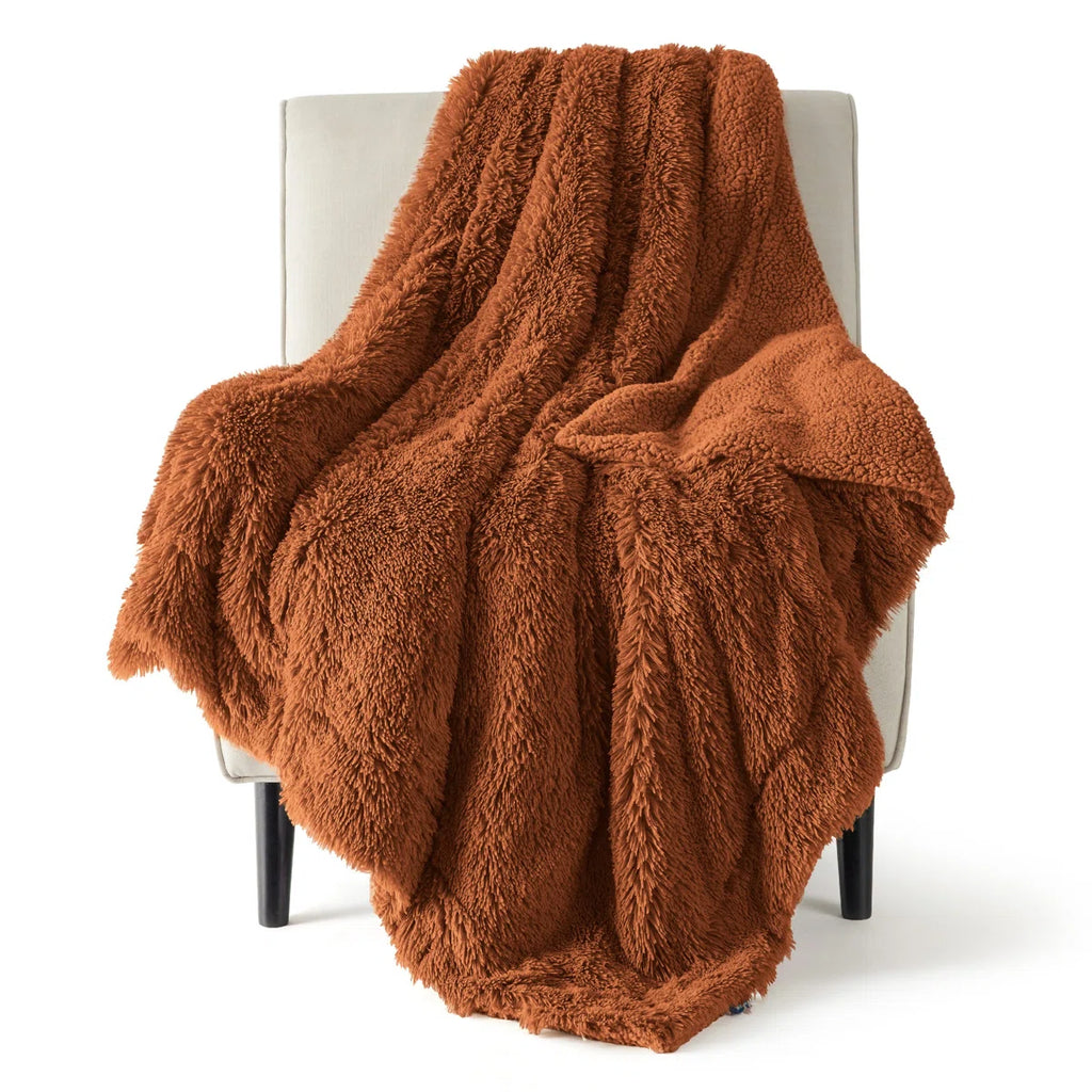 Bedsure Faux Fur Sherpa Twin/TwinXL Blanket – Ultra Soft Plush Bed Blanket for Dorm Room – Burnt Orange – Perfect Gift for Teen Girls