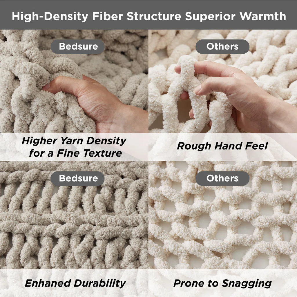 Essential Bedsure 100% Hand Knit Chenille Chunky Throw Blanket For Couch