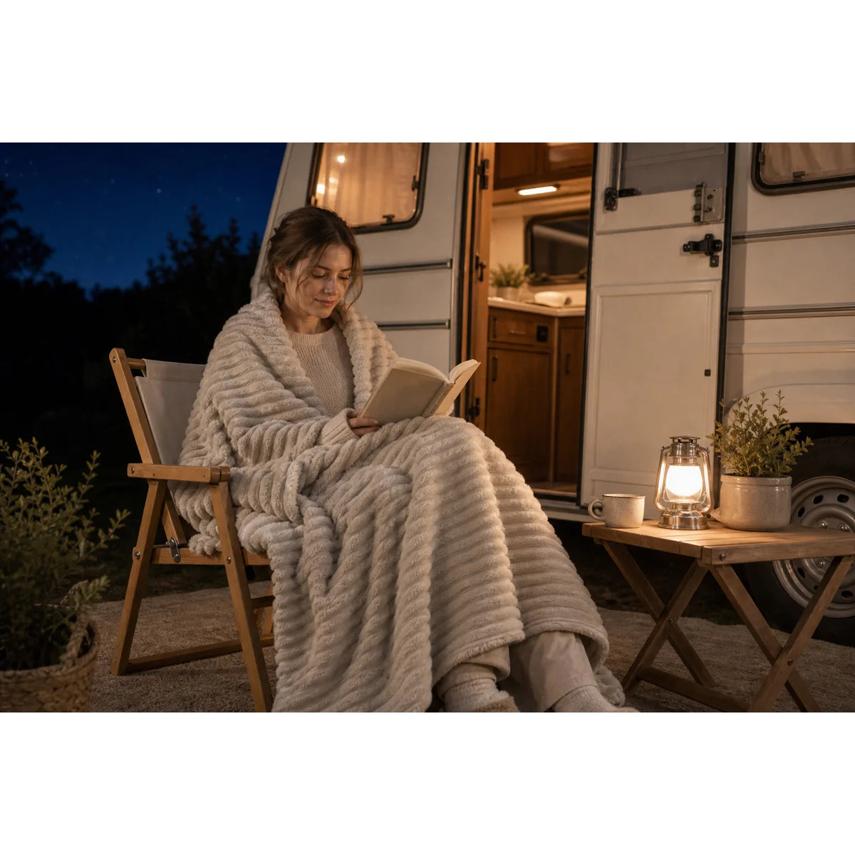 Warm Throw for Dorm Bed & Sofa – Beige – Great Gift for College Students
