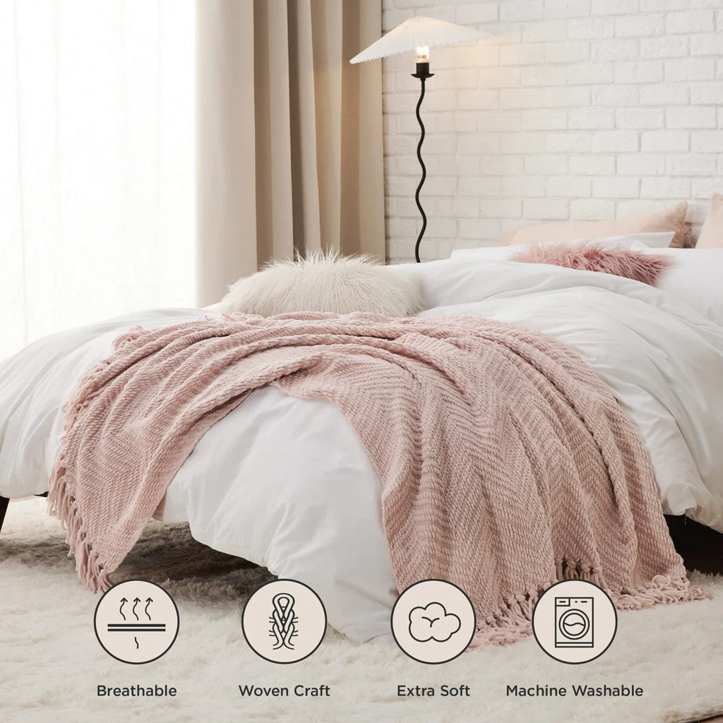 Cozy Winter Collection Bedsure Knit Woven Blanket