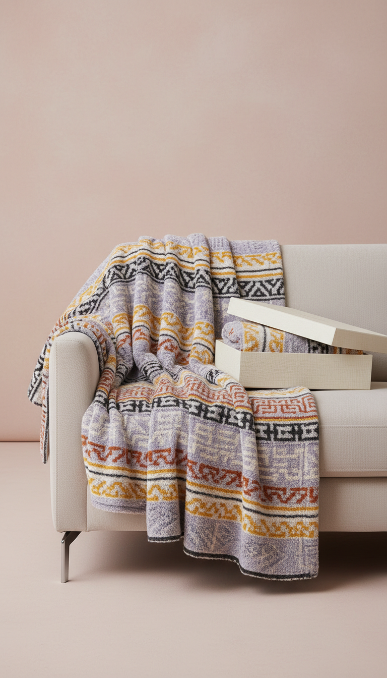 Terracotta Accent Lines Throw