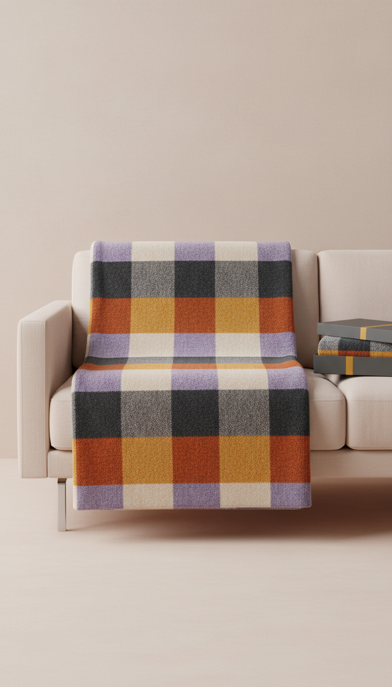 Lavender Mist Grid Throw